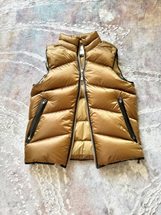 undercover立领秋冬羽绒背心无袖羊皮包边夹克休闲鹅绒外套男马甲