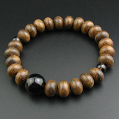 妙莲花日本数珠手串手链进口手作暹罗柿木进口茶水晶 包邮