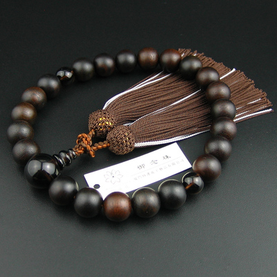 妙莲花日本御念珠八宗用手持数珠进口缟黑檀茶水晶正绢流苏包邮