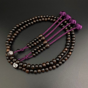 妙莲花日本御念珠真言宗进口缟黑檀高野山宗纹入正绢小田卷房包邮