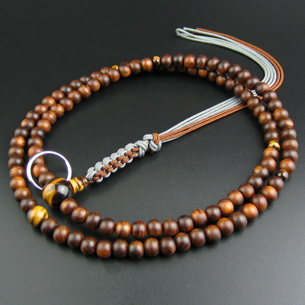 妙莲花日本御念珠曹洞宗男性用手持京都进口栴檀虎眼石正绢纽房