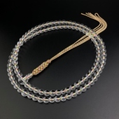 妙莲花日本御念珠临济宗尺三8mm进口白水晶京都正绢五色纽房 包邮