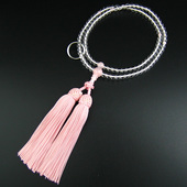 妙莲花日本念珠曹洞宗女用手持进口白水晶粉京都正绢流苏房 包邮