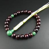 妙莲花日本御念珠真宗用手持数珠上漆紫檀绿东陵正绢包