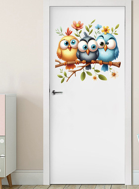 创意跨境TEMU代发CH33900可爱树枝鸟墙贴儿童卧室房间墙面装饰自