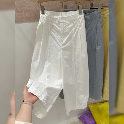 韩系高腰百搭阔腿裤女2026春夏新款宽松百搭显瘦九分休闲直筒裤子