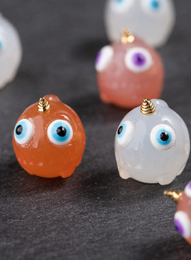 星雨天然绯红玛瑙恶魔散珠 荔枝冻玛瑙独角小怪兽手工饰品DIY配件