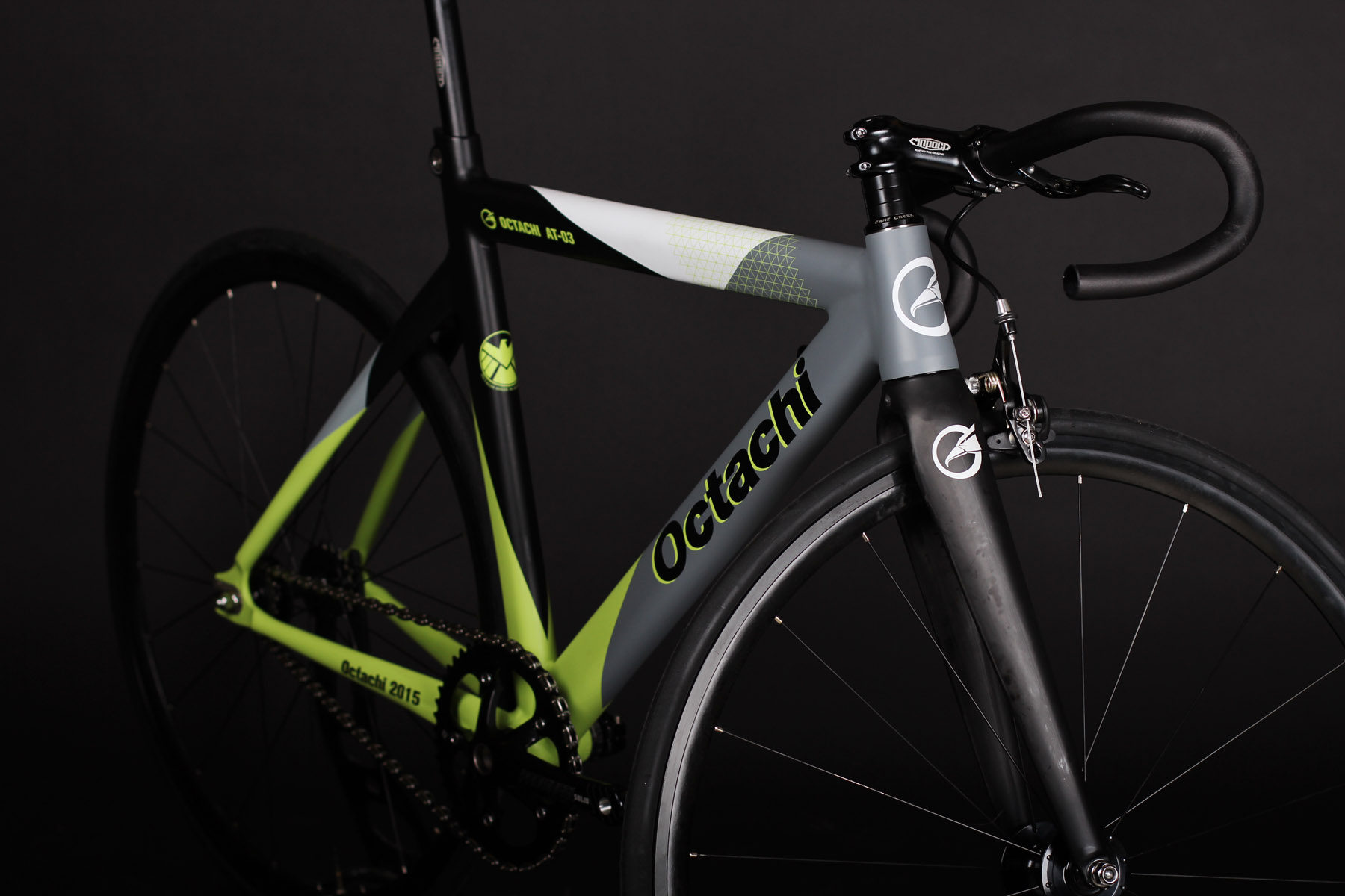 @BIKE  OCTACHI AT-03单速场地死飞竞速男女款自行车 灰绿配色