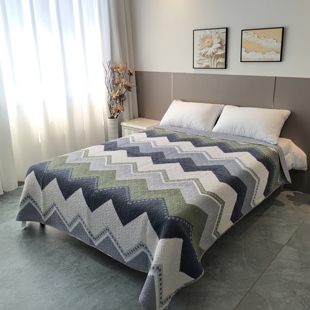 四季通用格子纯棉床盖单件夹棉绗缝全棉榻榻米床单单件防滑床垫单