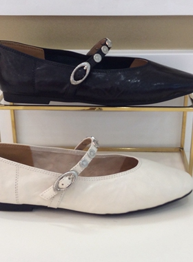 哈森HARSON正品2025新款春秋季低跟水钻玛丽珍真皮女单鞋HS267401