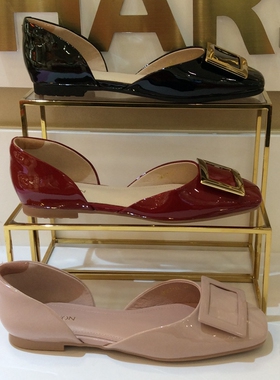 哈森HARSON正品2025夏季新款平底舒适包方头软底女凉皮鞋HM257113