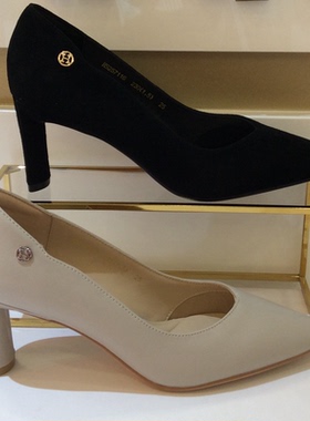 哈森HARSON正品2025新款春秋季HS267120高跟尖头女单皮鞋HS257116