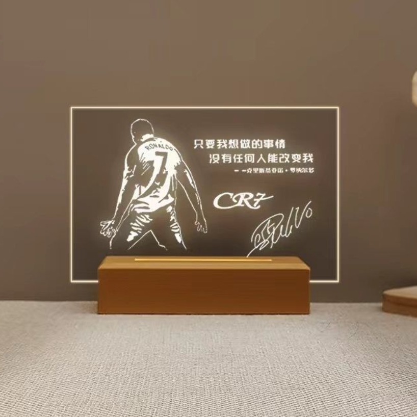 NBA篮球库里科比纪念足球梅西c罗内马尔励志定制生日夜灯桌面礼物