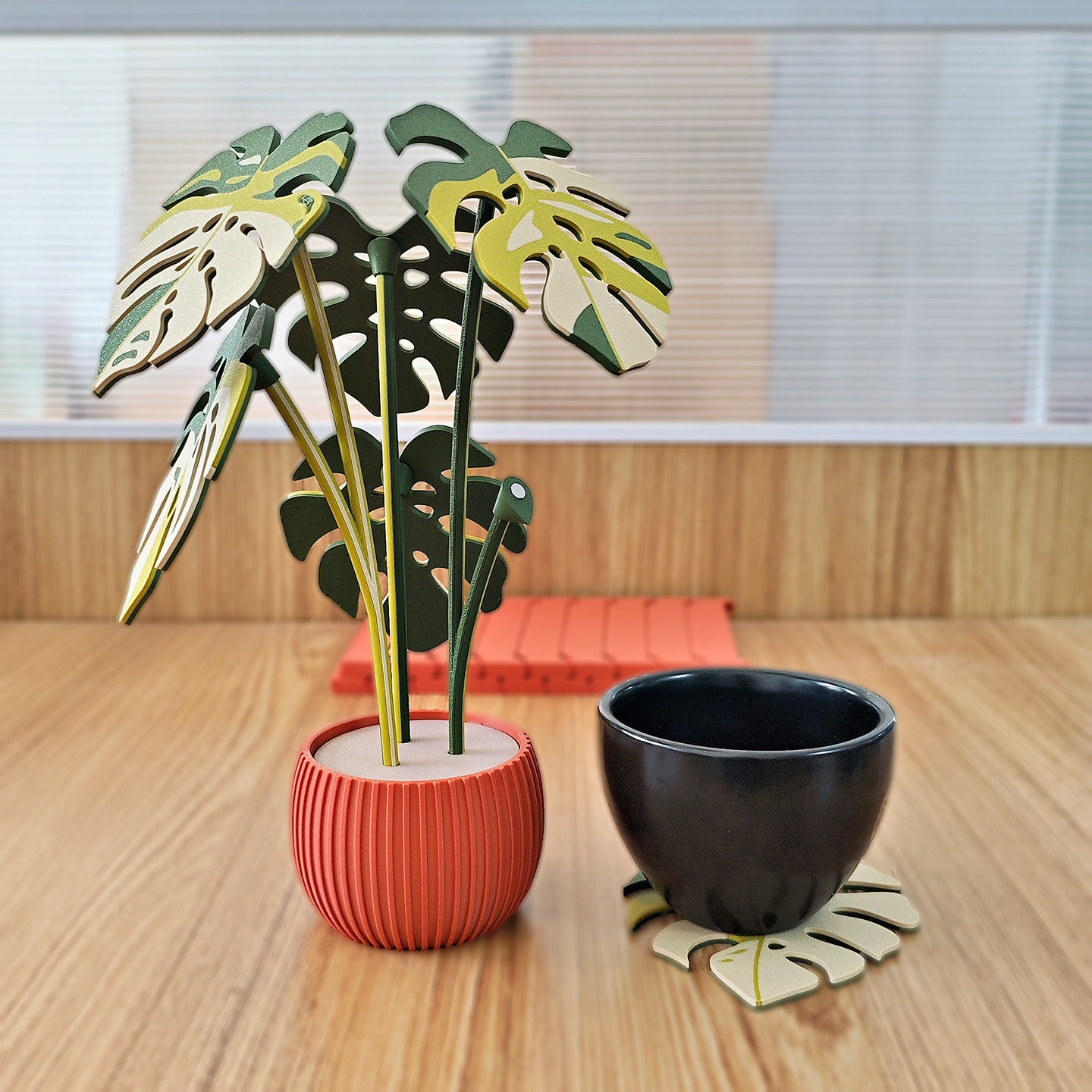 迷你款多色龟背竹仿真植物磁吸杯垫 - 客厅装饰 - 3D打印,个性定制/设计服务/DIY,其它日用/装饰定制,淘宝优惠券,粉丝福利购,淘宝优惠卷