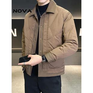 【意大利高端潮牌】羽绒服2025秋季新款翻领衬衫暖色搭配男士上衣