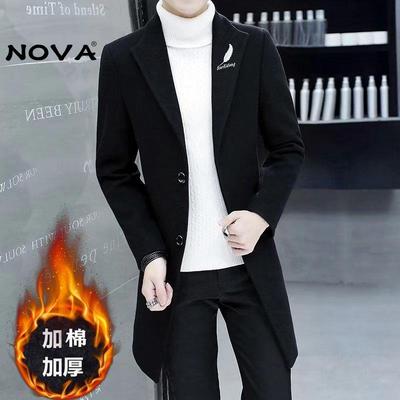 【意大利高端潮牌】秋冬季男加厚毛呢大衣修身中长款商务休闲外套