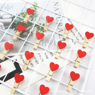 azz贺卡夹卡片夹木制彩色爱心小夹子桃心心形木夹相片照片墙夹