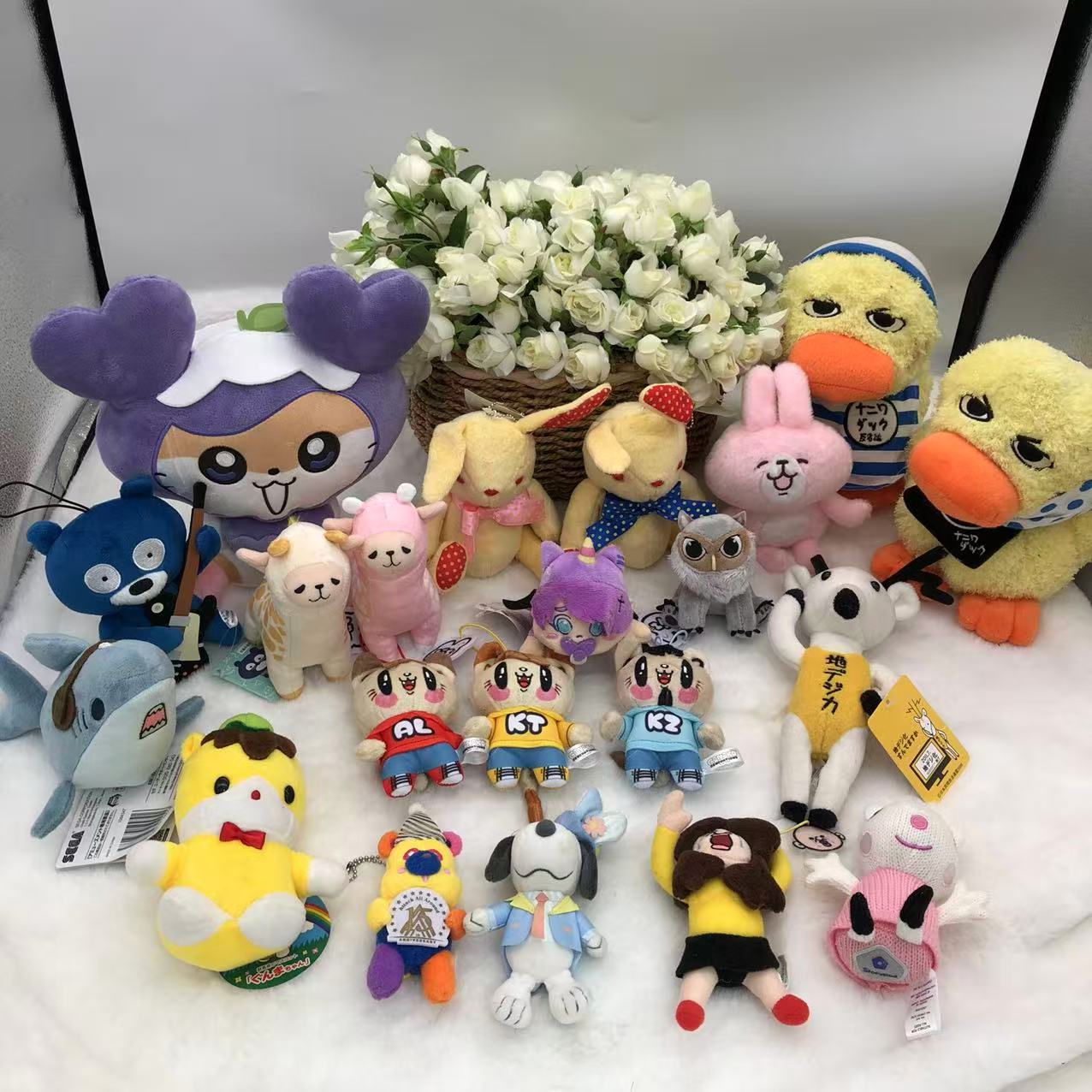 现货日单杂款玩偶 鸭子 鲨鱼 羊驼  兔子 可爱毛绒公仔娃娃