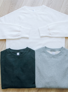 580g重磅纯棉横向编织加绒圆领卫衣宽松复古OVERSIZE帽衫男女款