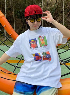 麻烦士多麦当劳卡通动漫美式复古印花T恤中性无性别ins短袖潮流款
