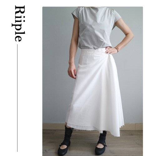 Riiple  夏季新品 不规则随意裹身褶皱半裙