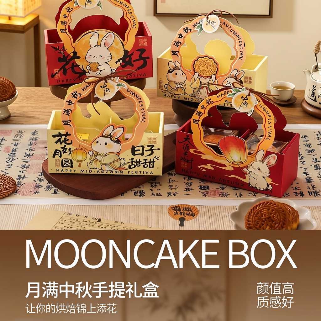 中秋月饼礼盒4/6粒手提空盒