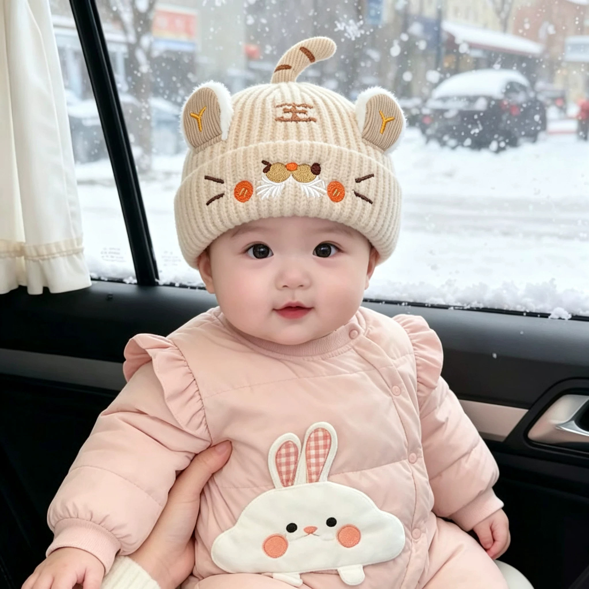 婴幼儿秋冬可爱保暖护耳毛线帽