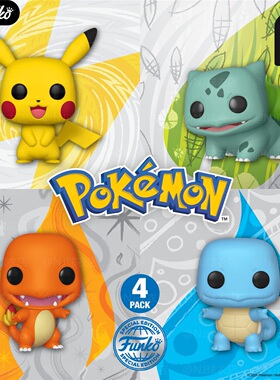 Funko Pokemon/宝可梦 豪华场景手办 皮卡丘杰尼龟初始四人装公仔
