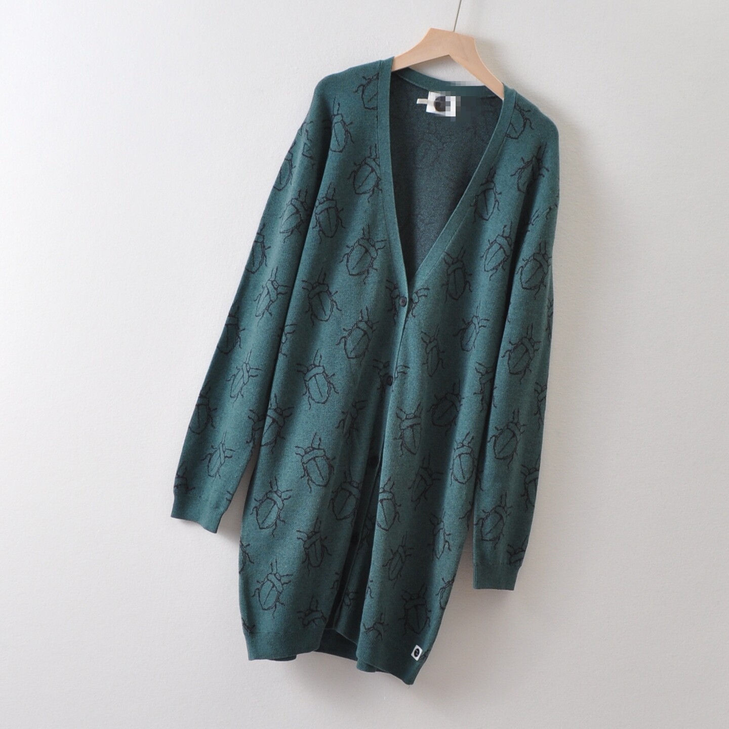 外贸欧美单~spr*ut女装宽松版长袖毛衣外套 提花中长款针织开衫秋