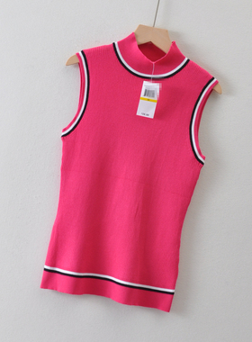 美国单cab*e gau*女装~半高领背心打底针织衫春秋 高弹毛衣58美刀