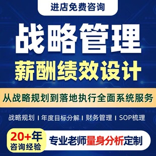 企业战略规划目标设计分解落地辅导SOP流程梳理薪酬绩效激励定制