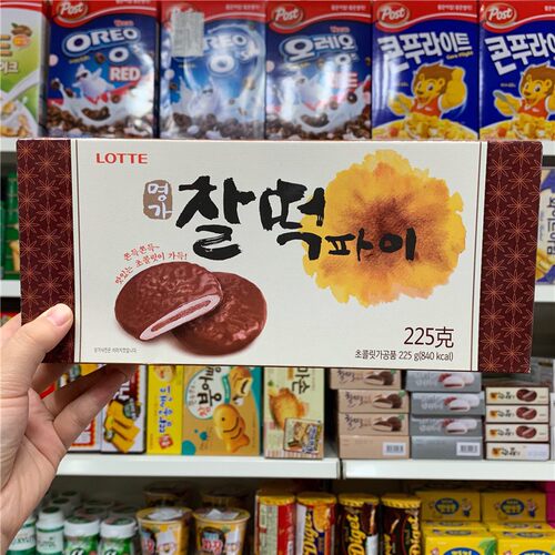 韩国进口乐天打糕派225g巧克力夹心3种口味糯米滋年糕点心软香甜 - 封面