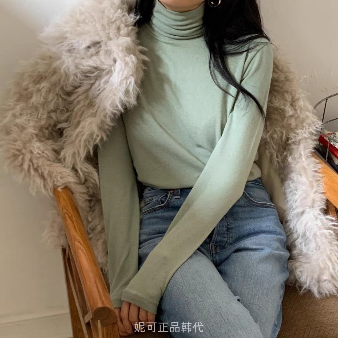 妮可家包邮韩国东大门正品代购秋冬新款保暖百搭高领羊毛打底衫