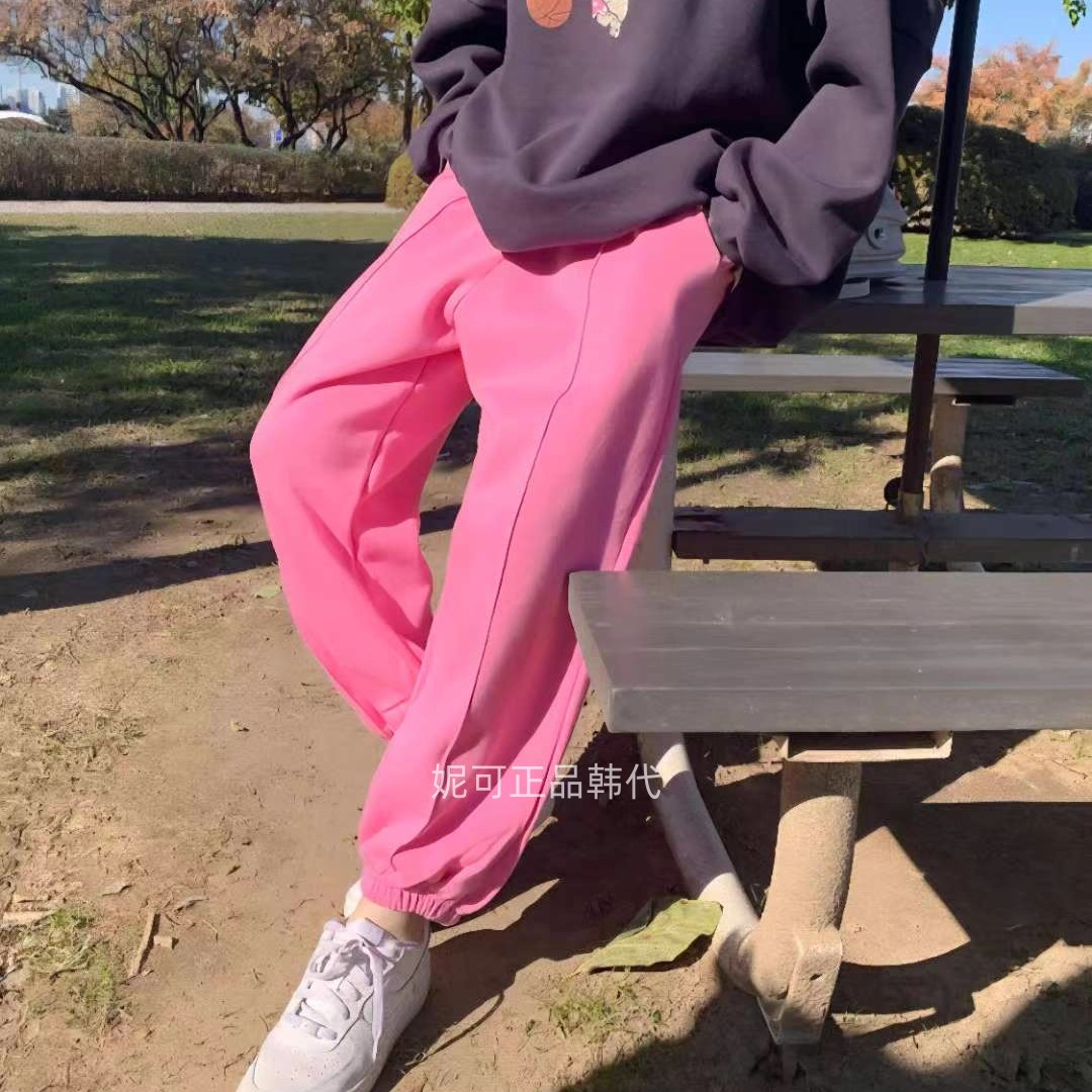 妮可家包邮韩国东大门正品代购秋冬新款纯色保暖加绒休闲裤卫裤