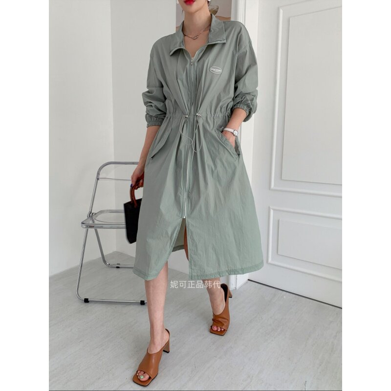 妮可家包邮韩国东大门正品代购春新款时尚百搭抽绳长款外套冲锋衣