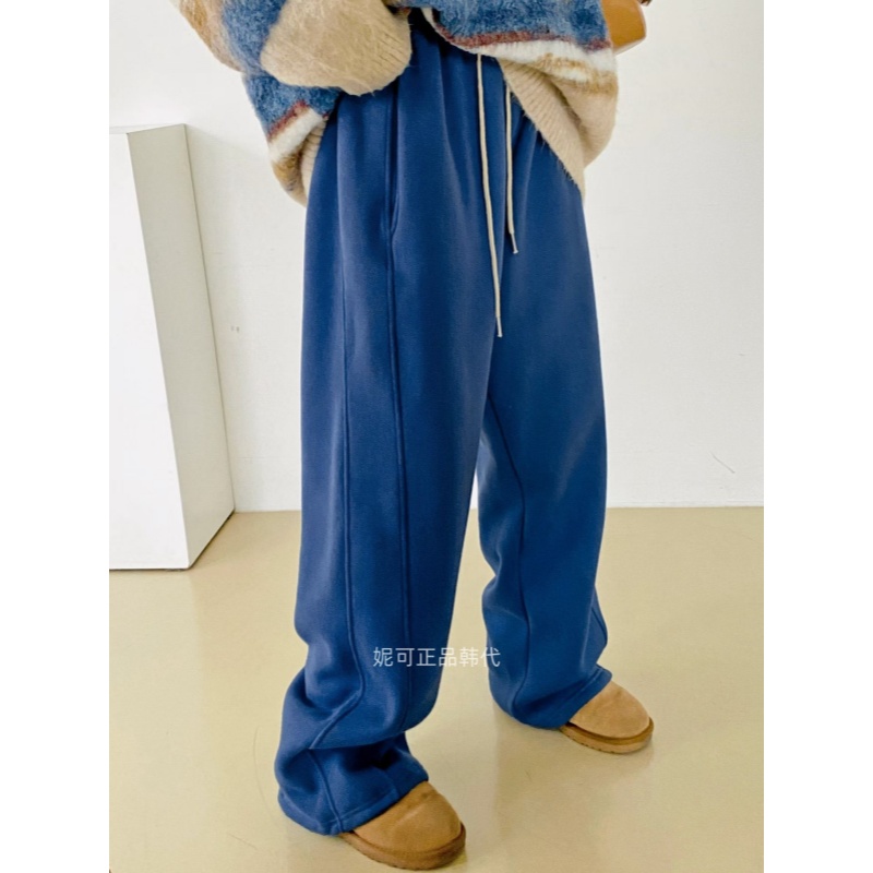妮可家包邮韩国东大门正品代购秋冬新款保暖加绒抽绳直筒休闲裤