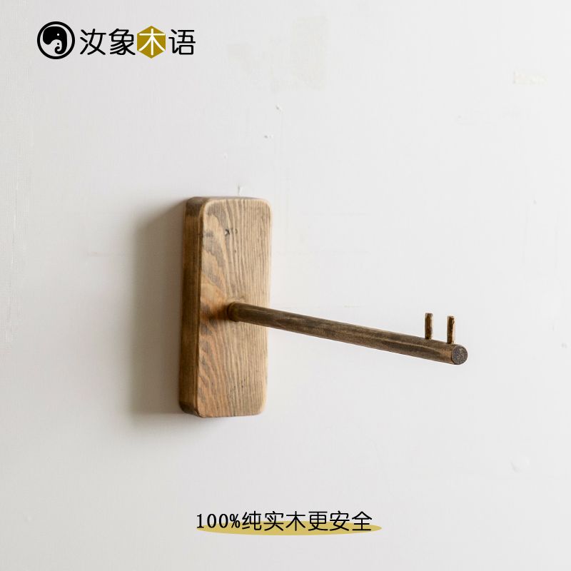 北欧创意玄关墙上壁挂木质实木加长挂钩风铃专用室外墙壁大号强力