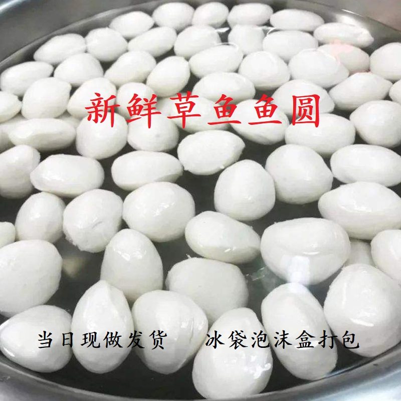 泰州兴化特产新鲜发货沙沟鱼圆 白鱼元水鱼丸草鱼圆500g火锅食材