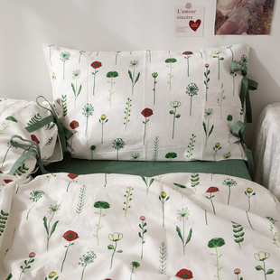 蜗牛塔 ｜田野｜花朵印花床上四件套纯棉全棉