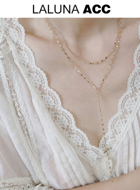 不褪色无吊坠素链裸链钛钢项链叠戴Y型显瘦锁骨链气质百搭