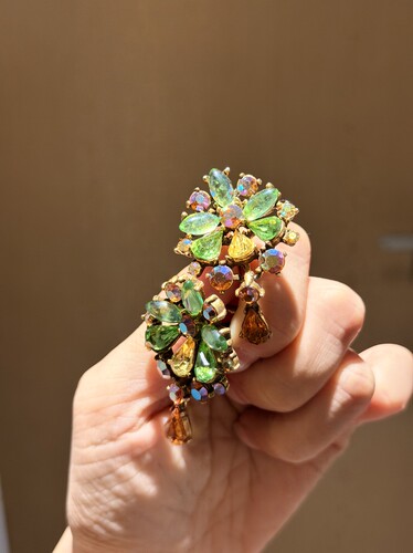 中古不退换｜Art五彩琉璃花盘耳夹