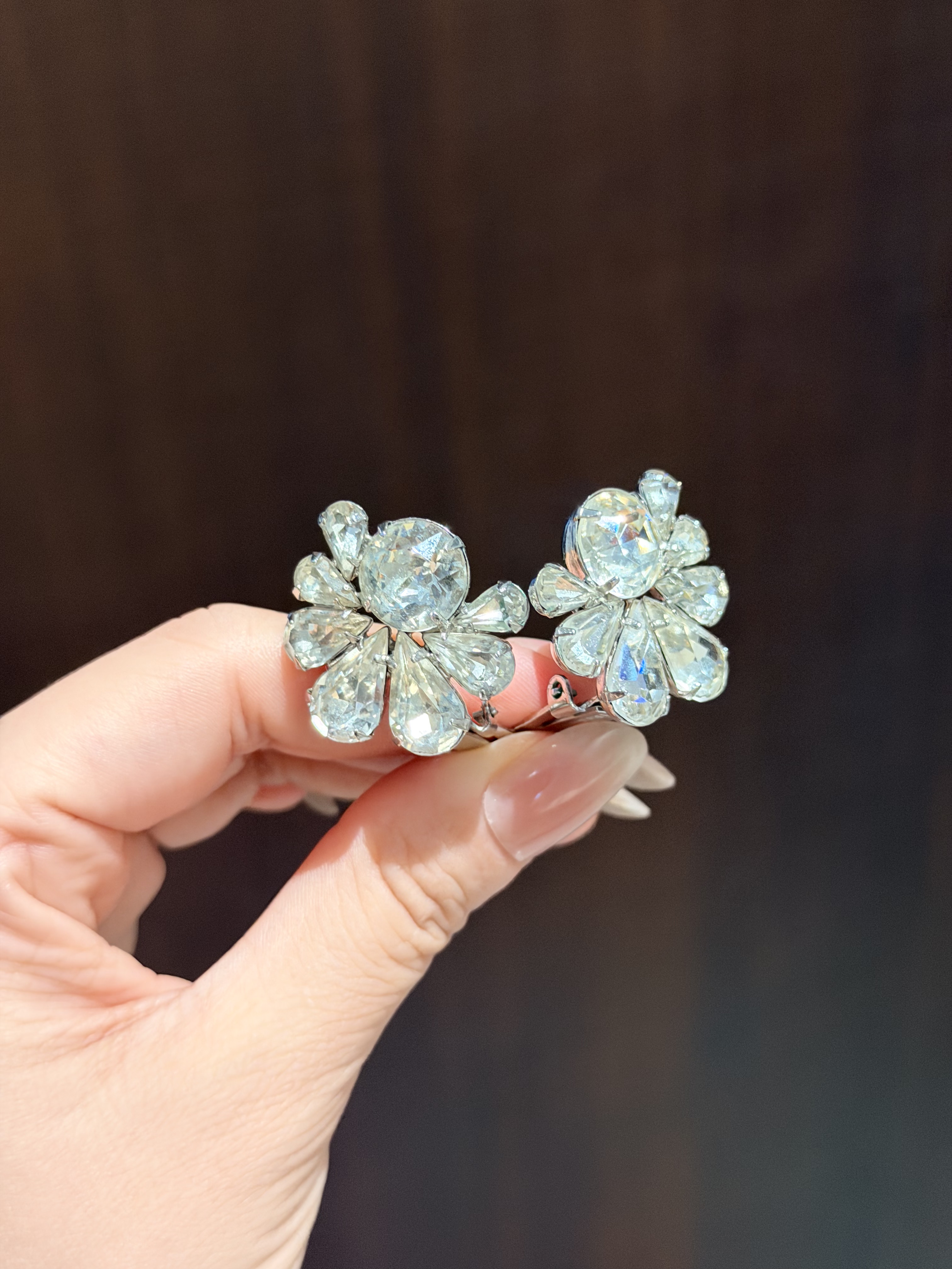 中古不退换｜Eisenberg 1940s 满钻花朵耳夹