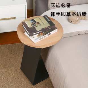 轻奢实木边几创意小茶几客厅沙发边桌岩板现代简约阳台咖啡小桌子