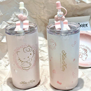 小清新直饮办公咖啡杯 hellokitty保温杯学生高颜值吸管杯成人日式