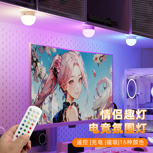 浮灯枫台氛围感浪漫情侣趣灯卧室睡眠灯遥控充电磁吸免布线小夜灯