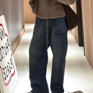 休闲洗水宽松垂感直筒裤 男星白敬亭同款 夏季 牛仔长裤 百搭阔腿 男士