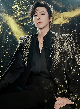 刘宇宁同款黑色西装披肩刺绣大衣男高级感痞帅宫廷风宴会演出西服