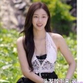 欧购单身即地狱李时安同款 白色透视绑带挂脖蕾丝背心吊带小众甜美