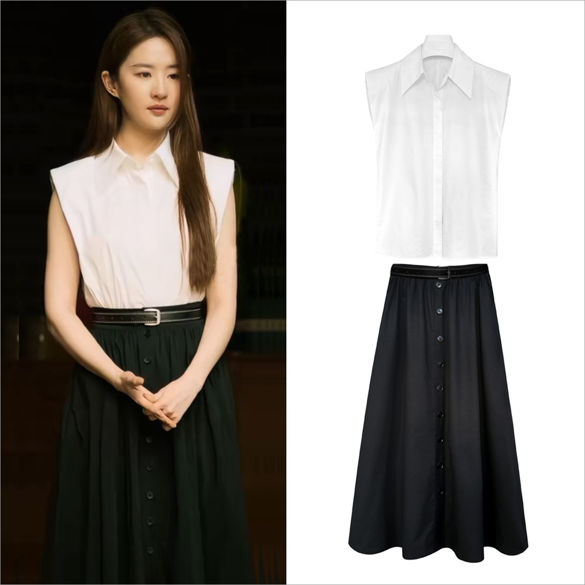 欧购玫瑰的故事刘亦菲黄亦玫同款法式白色衬衫上衣黑色半身裙套装,女装/女士精品,衬衫,淘宝优惠券,粉丝福利购,淘宝优惠卷