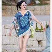 设计感蝙蝠袖 欧购花儿与少年5迪丽热巴同款 复古民族风衬衫 毛边衬